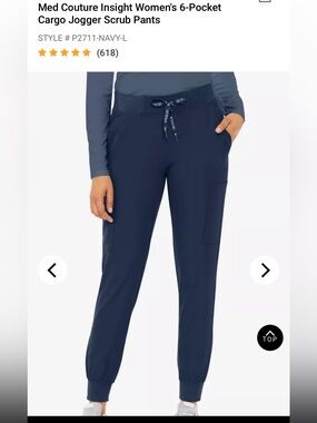 Med Couture Navy 6-Pocket Cargo Jogger Scrub Pants